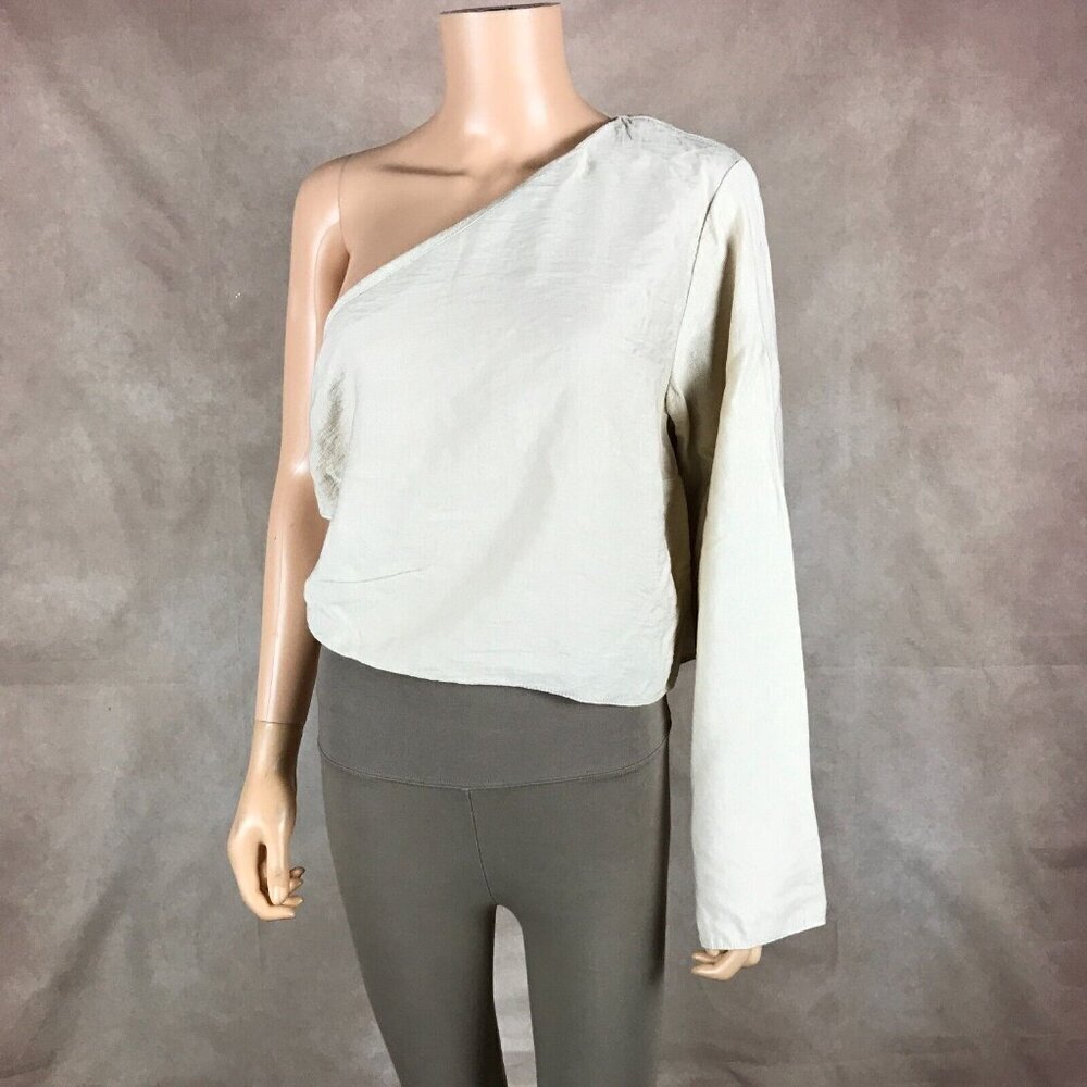 ASOS DESIGN One-Shoulder Lace-Up Light Beige Top Size US 12